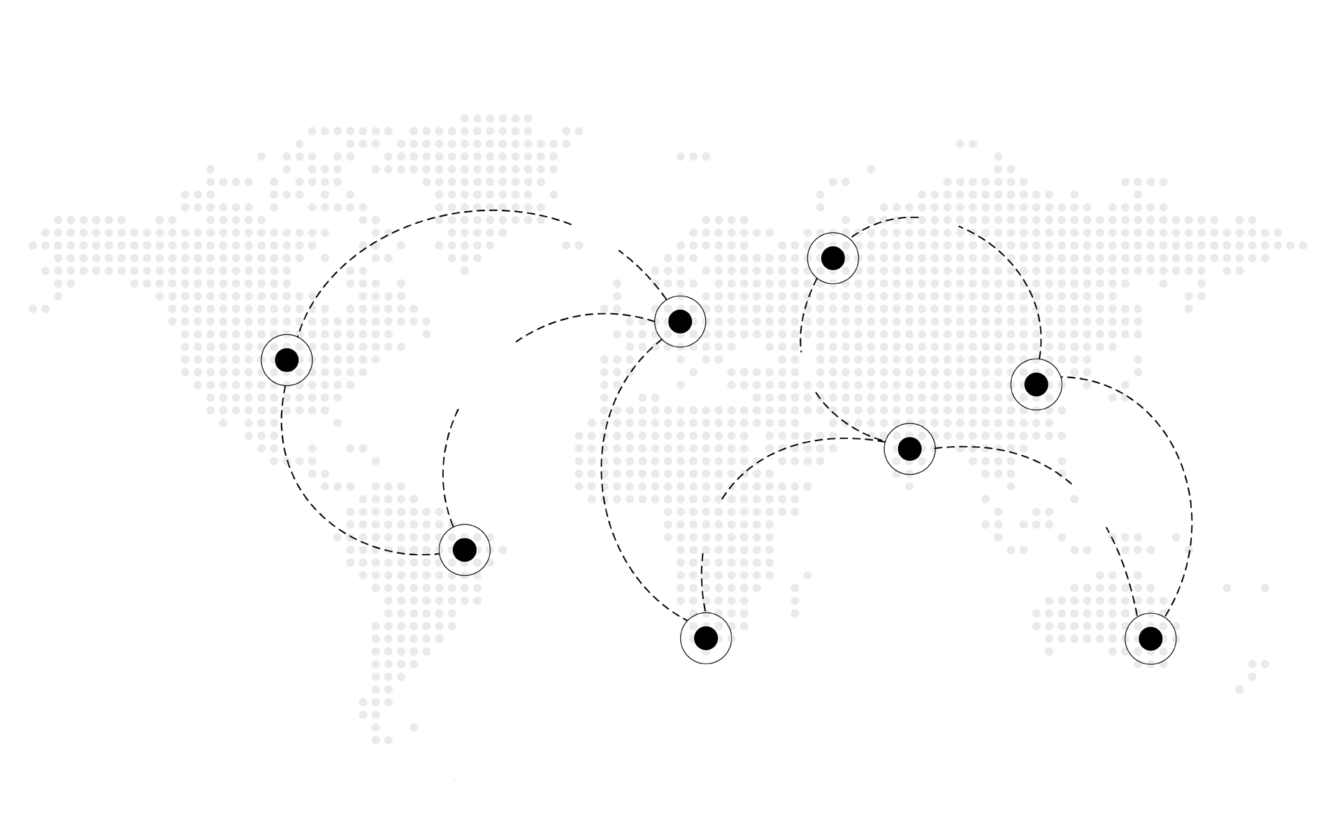 Schematic world map of supply chains